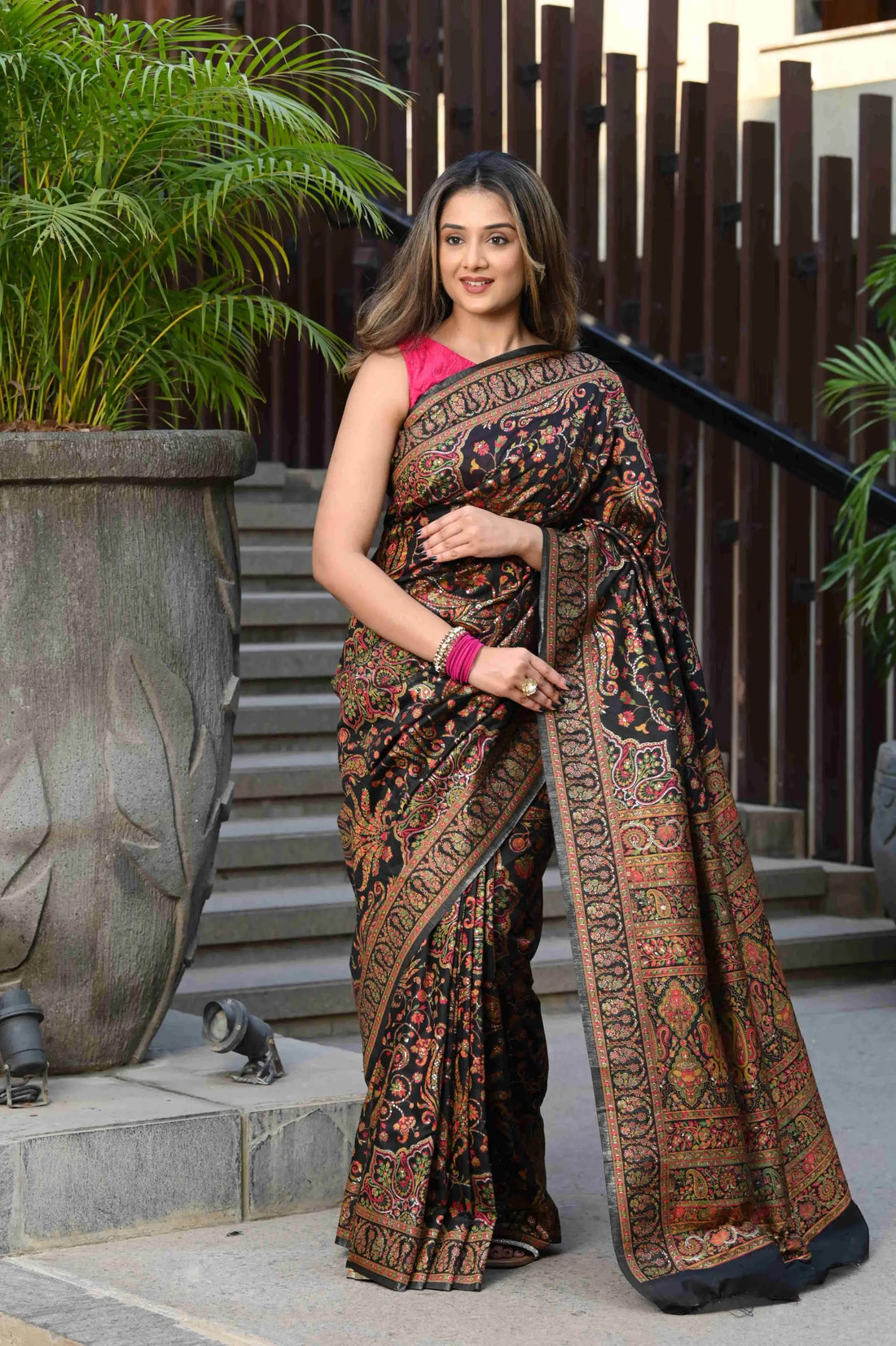 Black Modal Cotton Silk Saree