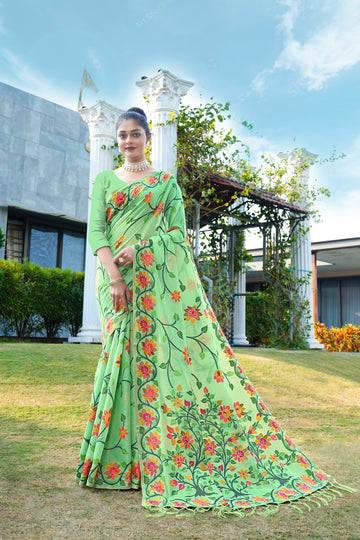 Green Soft Cotton Saree