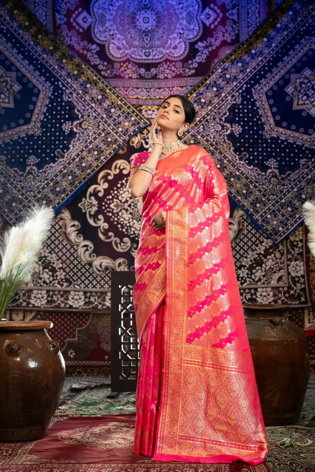 Pink Banarasi Silk Saree