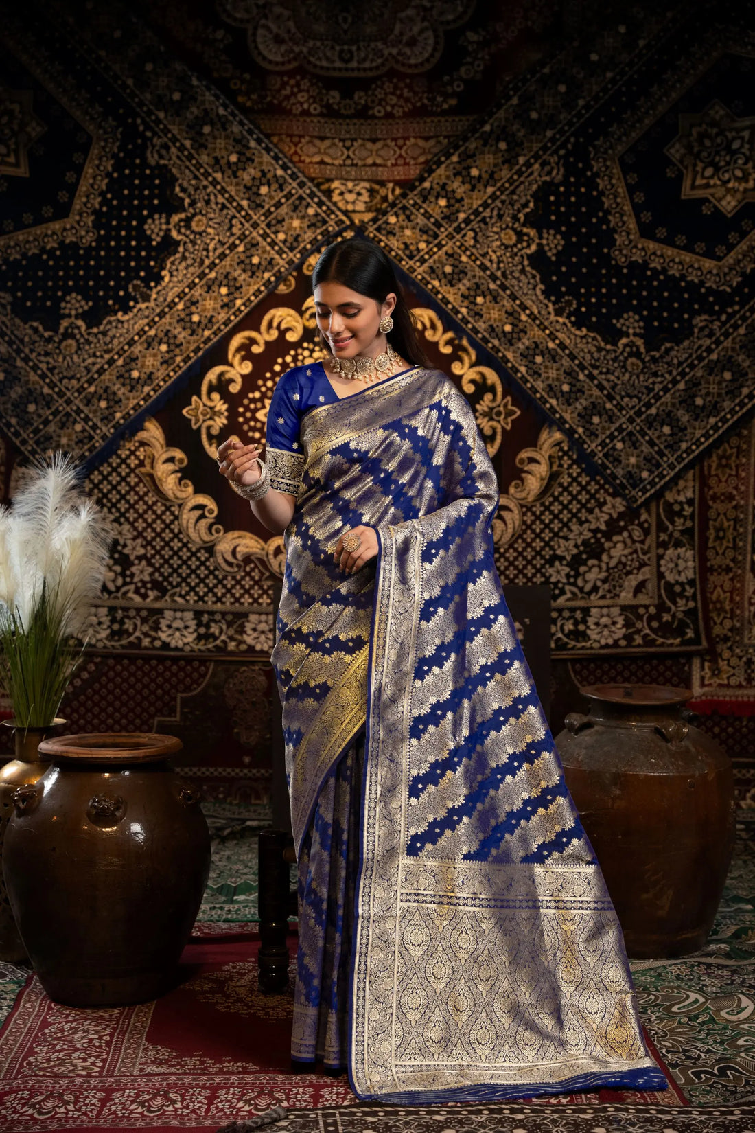 Royal Blue Banarasi Silk Saree