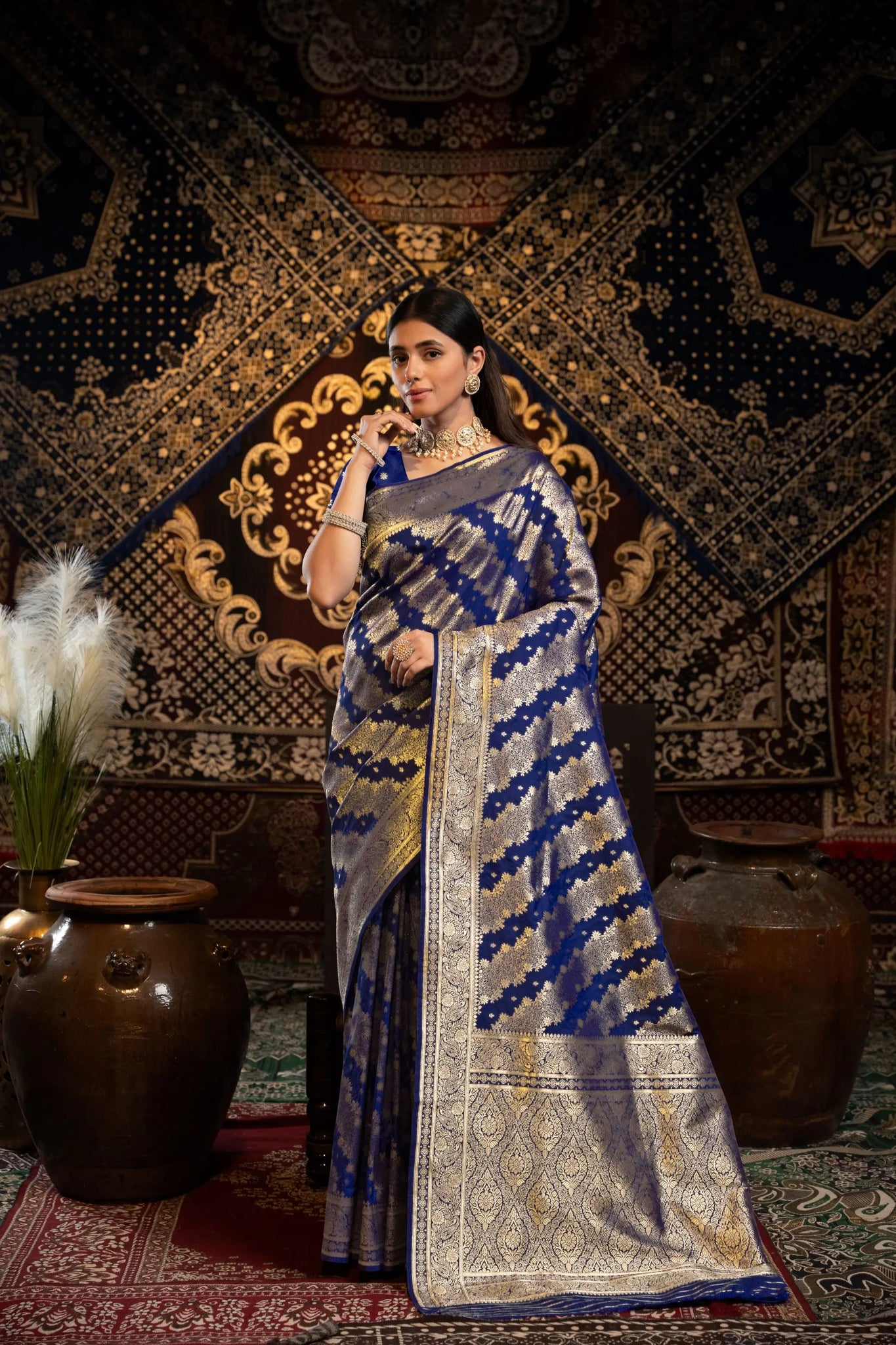 Royal Blue Banarasi Silk Saree