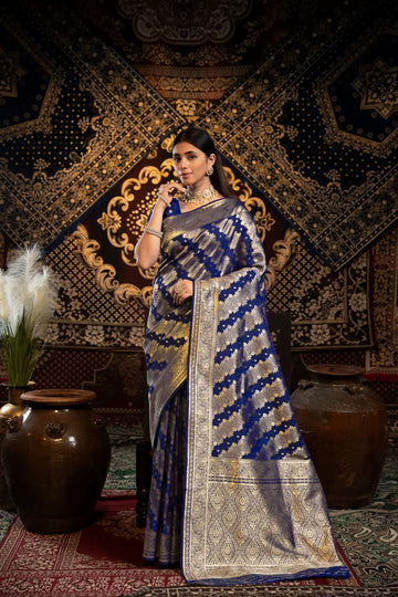 Royal Blue Banarasi Silk Saree