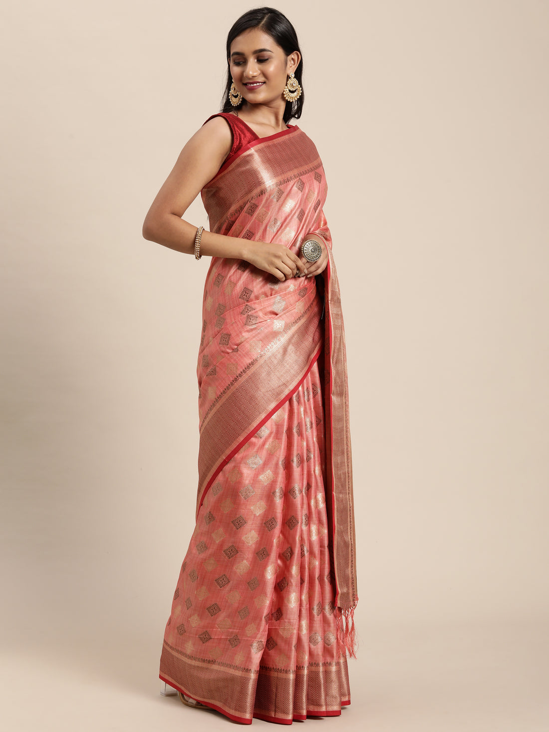 Pink Chanderi Cotton Saree