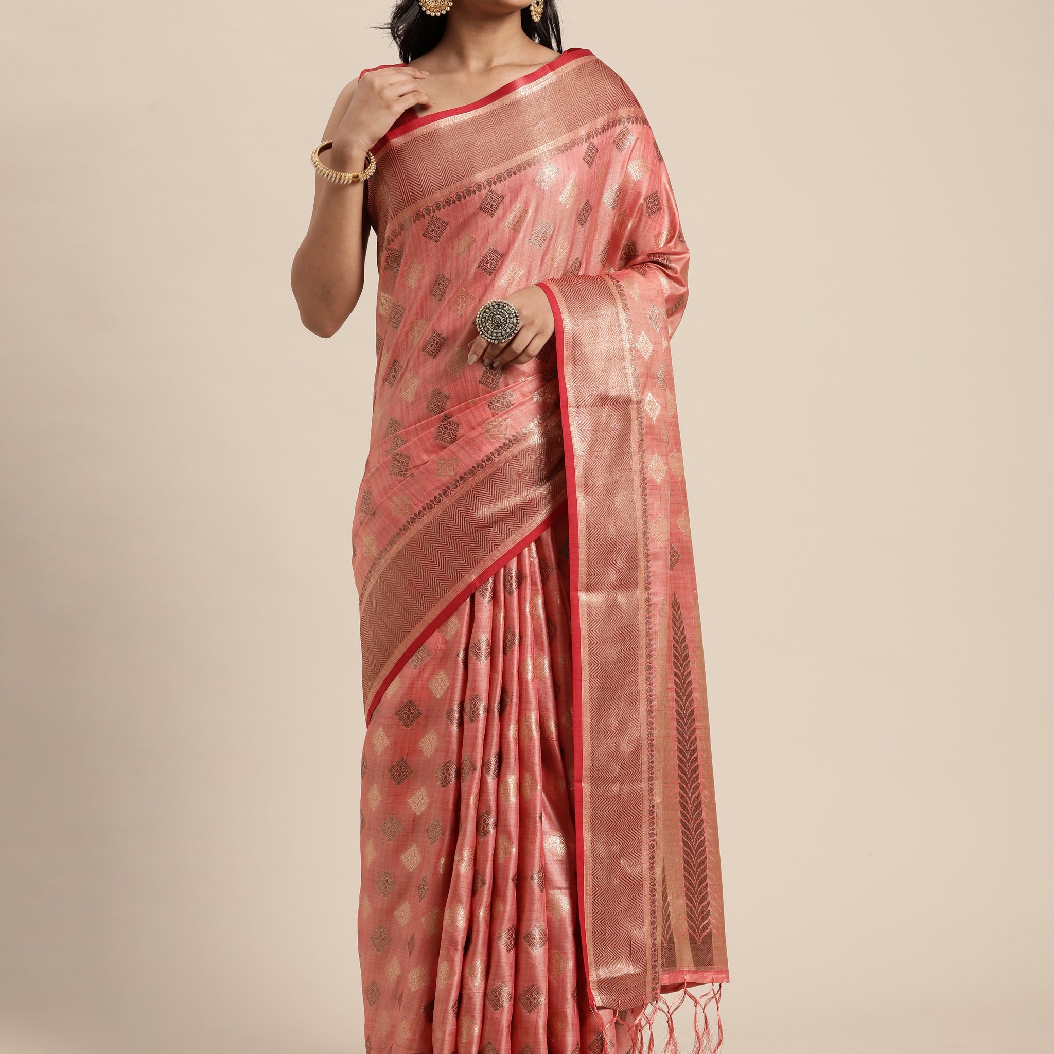 Pink Chanderi Cotton Saree