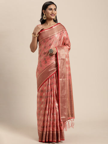 Pink Chanderi Cotton Saree