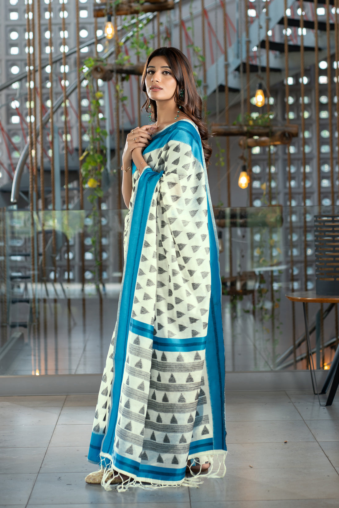 Ishika Fab Blue Soft Cotton Saree