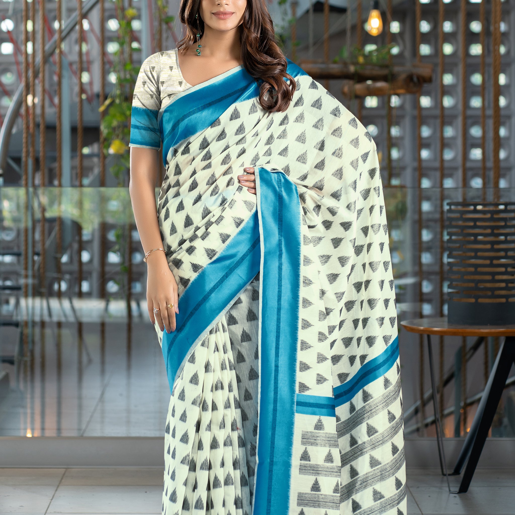 Ishika Fab Blue Soft Cotton Saree