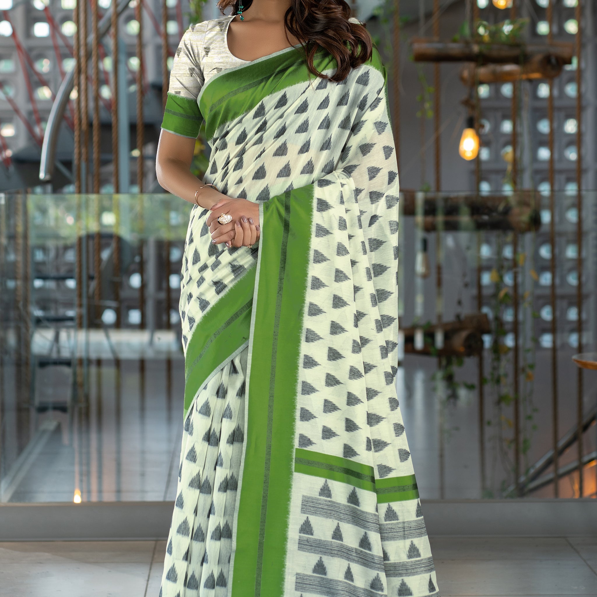 Green Soft Cotton Saree