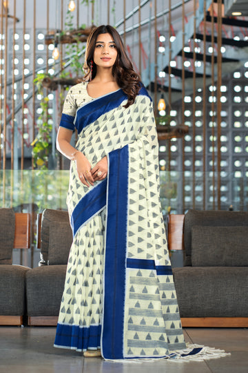 Ishika Fab Navy Blue Soft Cotton Saree