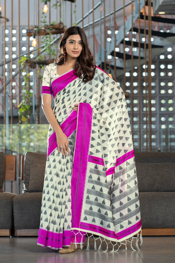 Pink Soft Cotton Saree