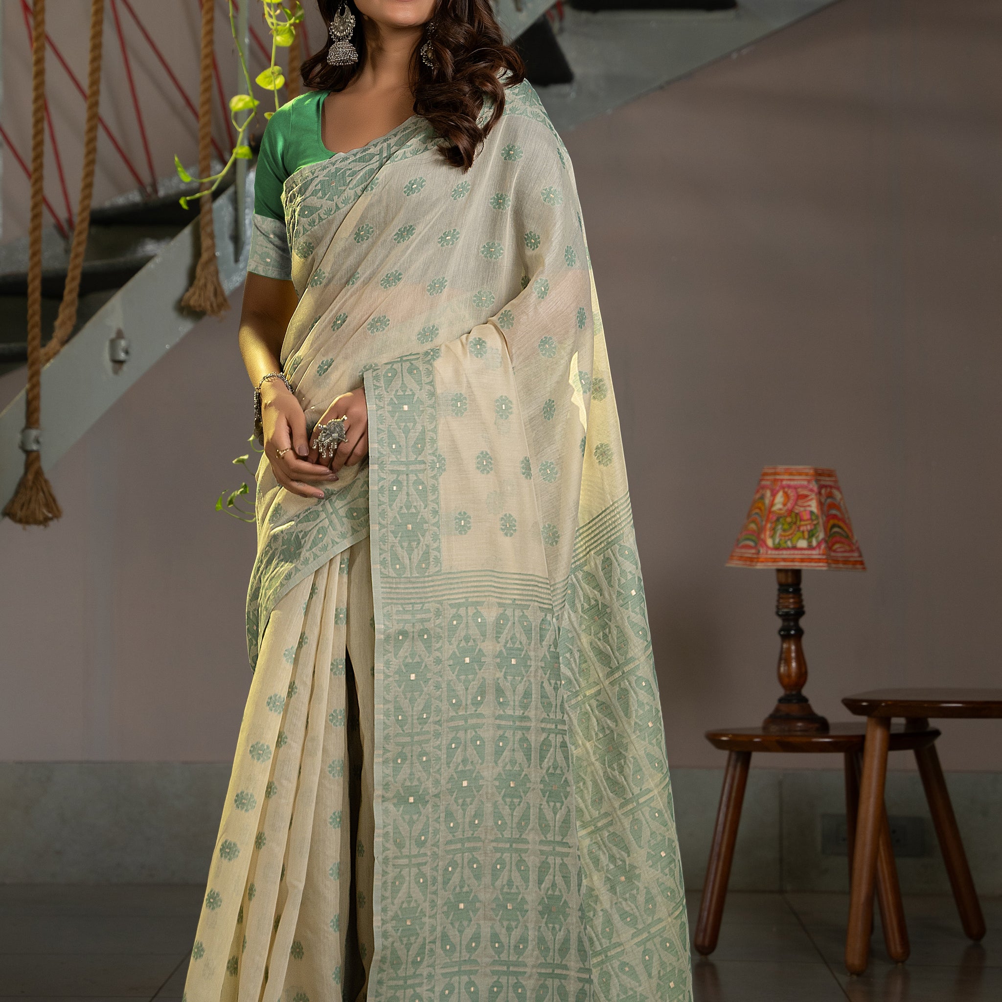 Green Soft Cotton Saree