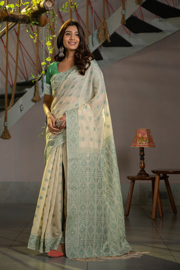 Green Soft Cotton Saree