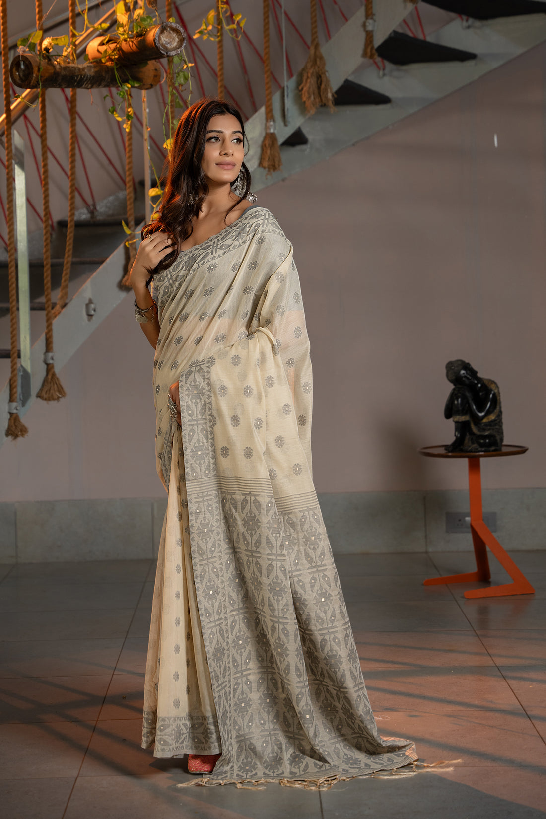 Gray Soft Cotton Saree