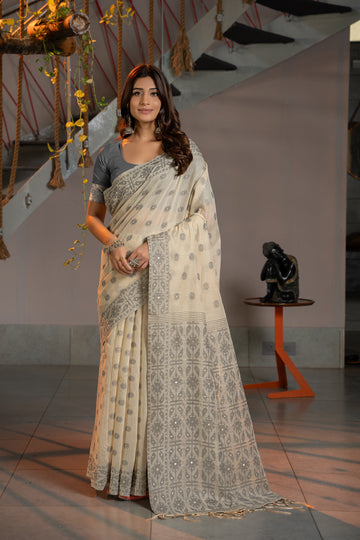 Gray Soft Cotton Saree