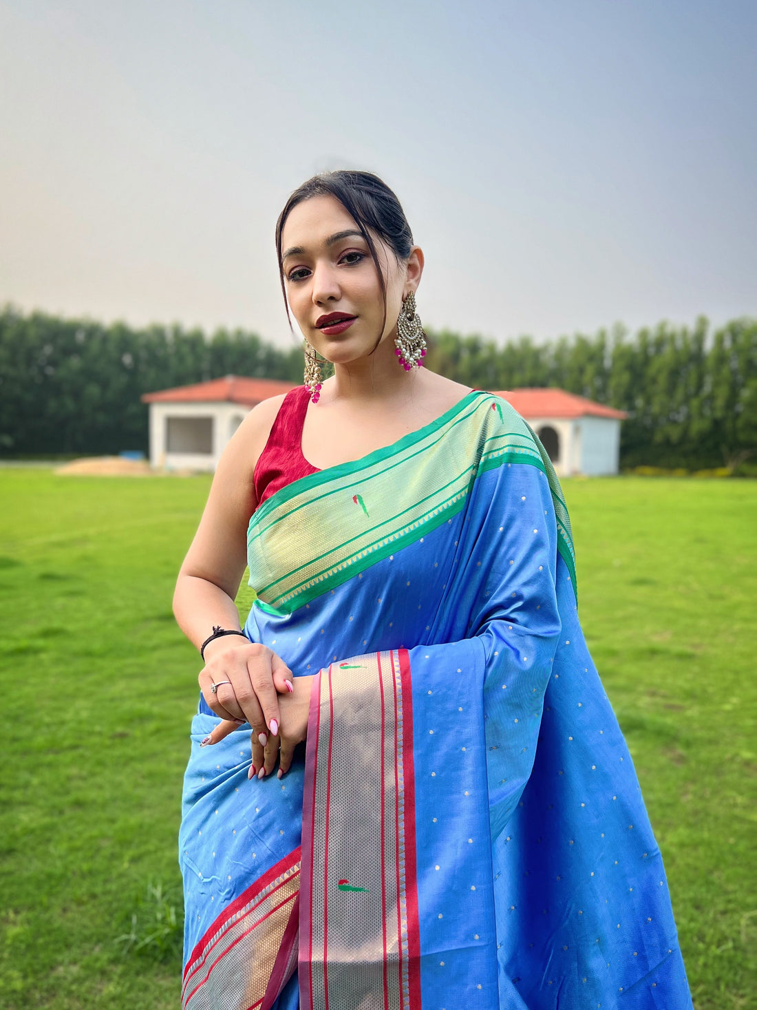 Light Blue Paithani Silk Saree