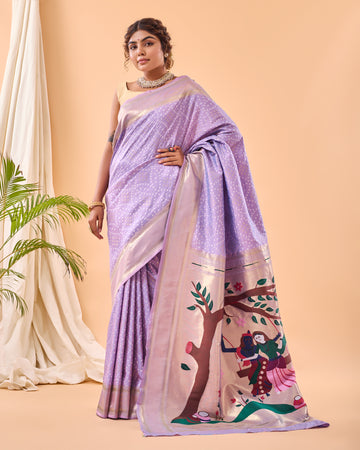 Lavender Paithani Silk Saree