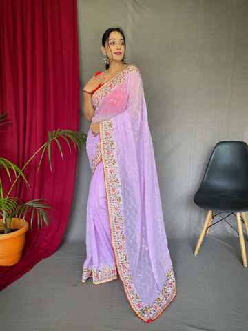 Lavender Georgette Saree