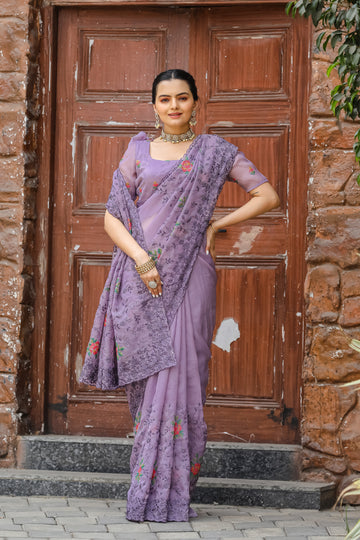 Lavender Chiffon Saree