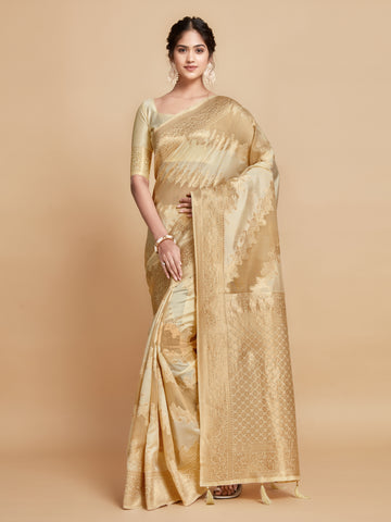 Beige Linen Saree