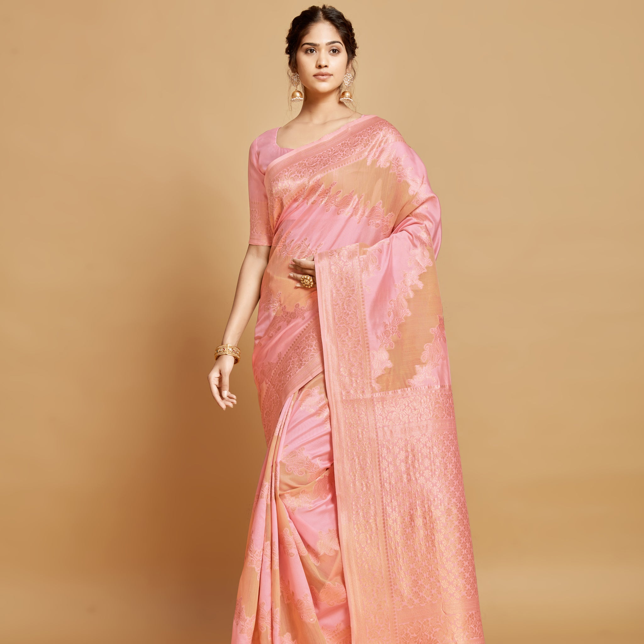 Pink Linen Saree