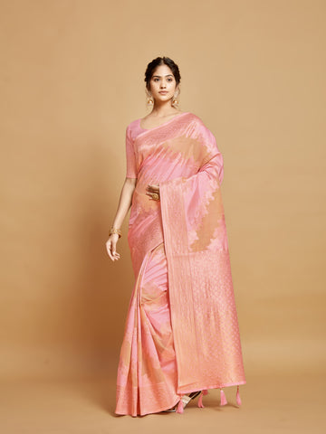 Pink Linen Saree