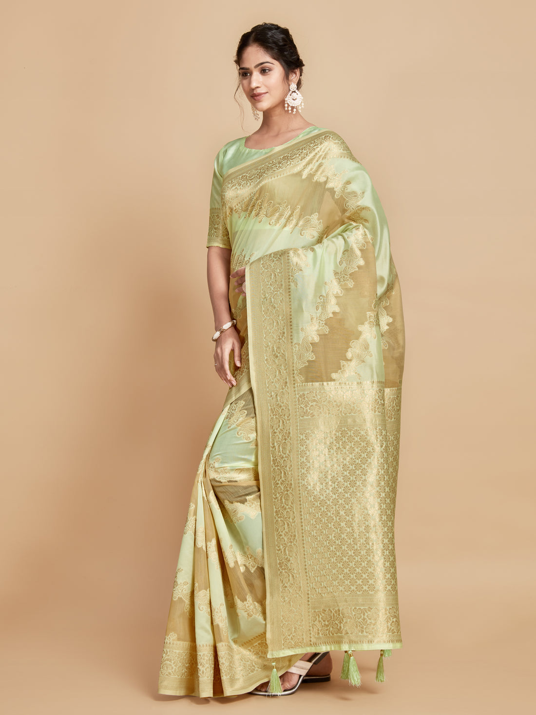 Pista Green Linen Saree