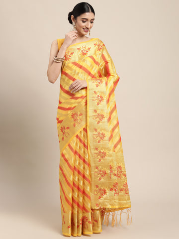 Ishika Fab Yellow Organza Saree