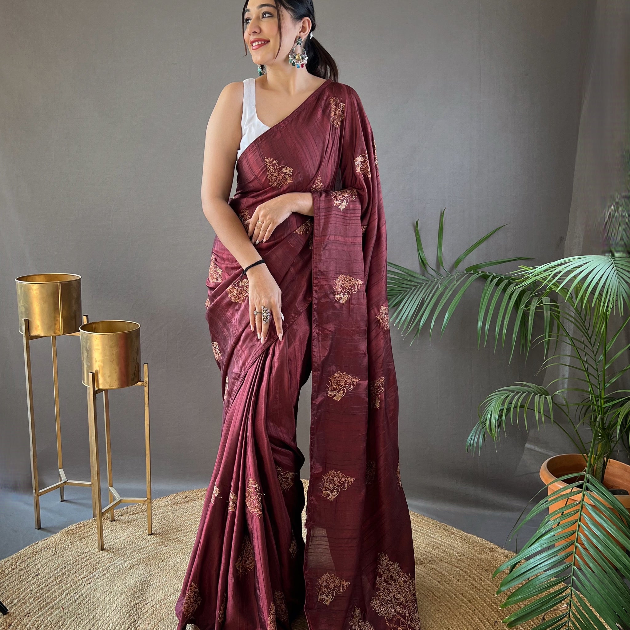 Maroon Soft Silk Saree