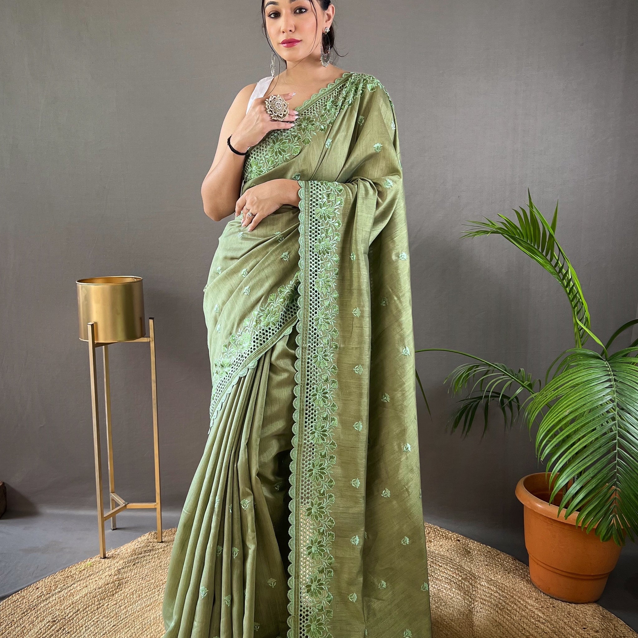 Green Matka Soft Silk Saree