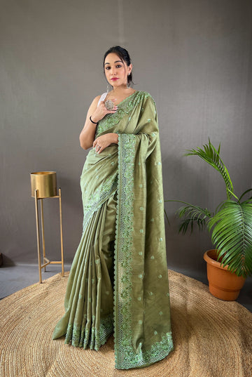 Green Matka Soft Silk Saree