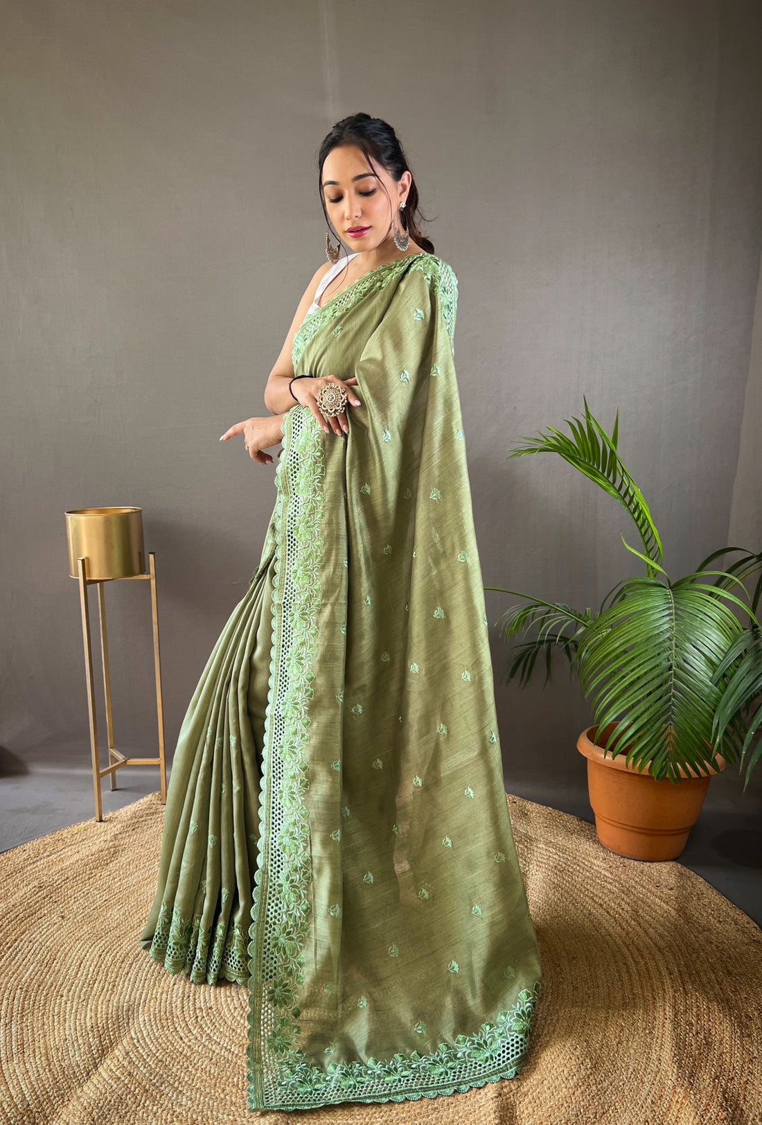 Green Matka Soft Silk Saree