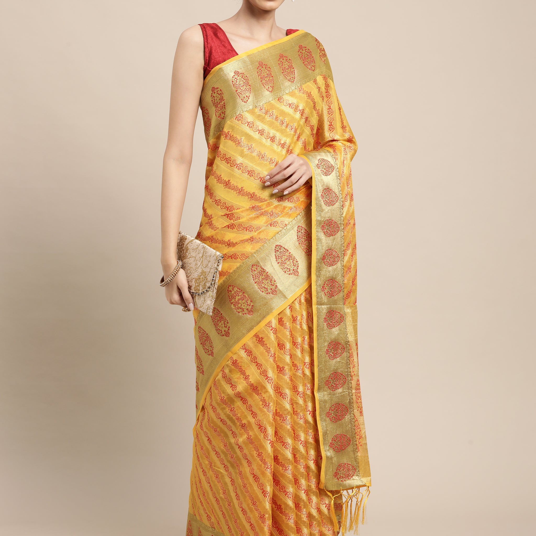 Ishika Fab Yellow Organza Saree