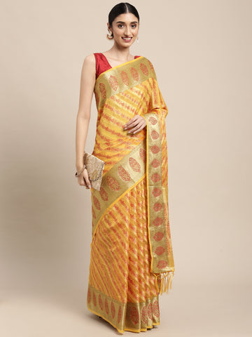 Ishika Fab Yellow Organza Saree