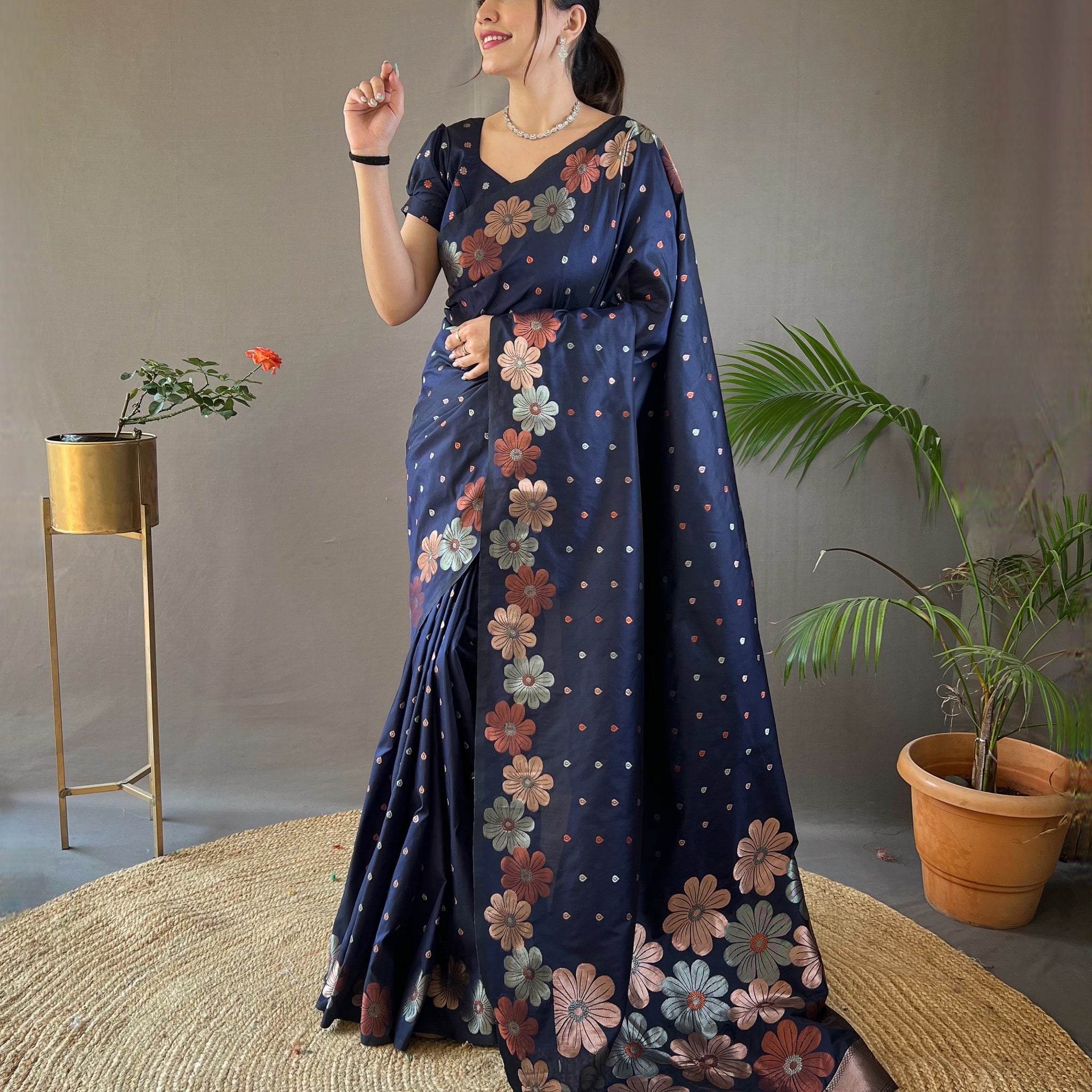 Navy Blue Soft Silk Saree