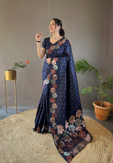 Navy Blue Soft Silk Saree