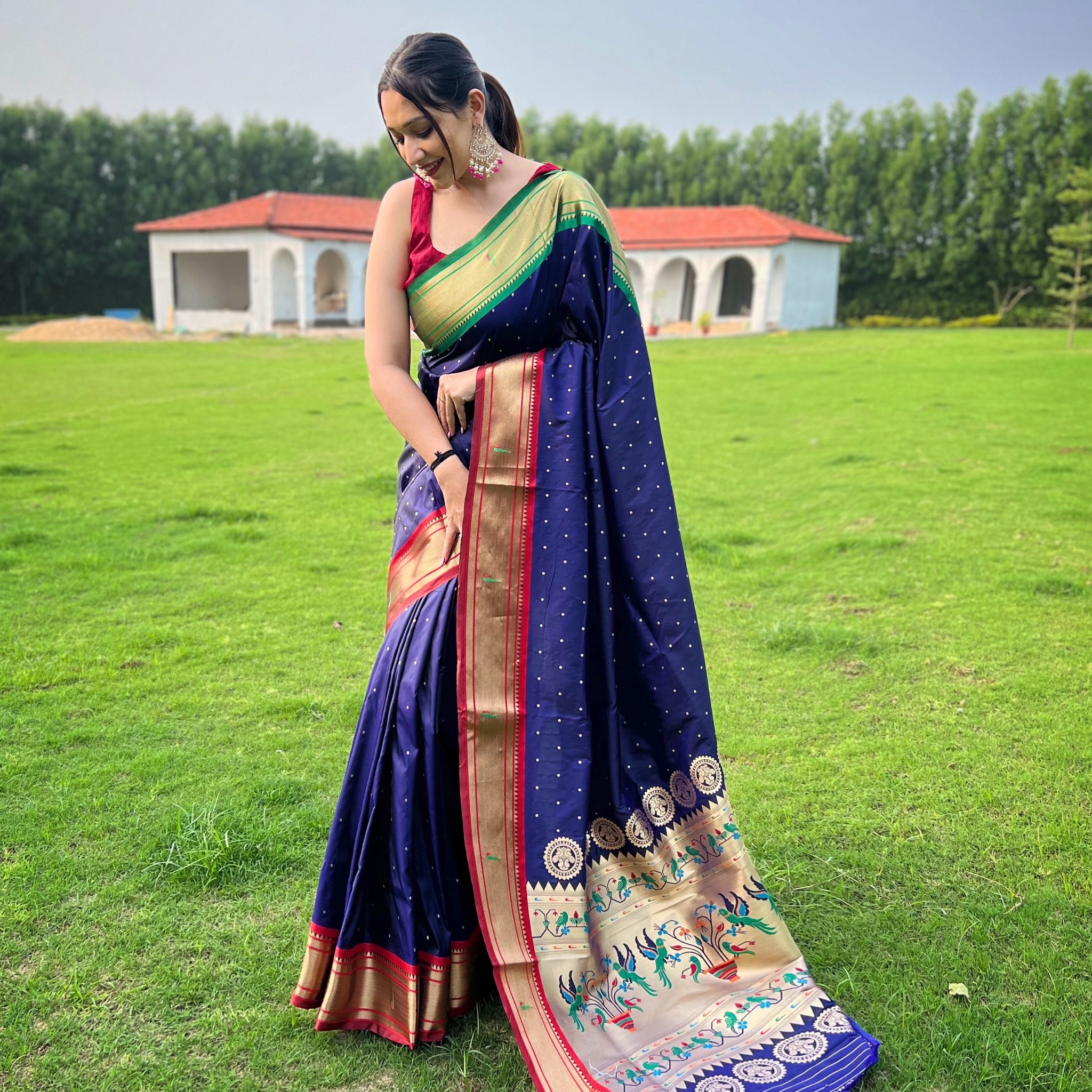 Navy Paithani Silk Saree