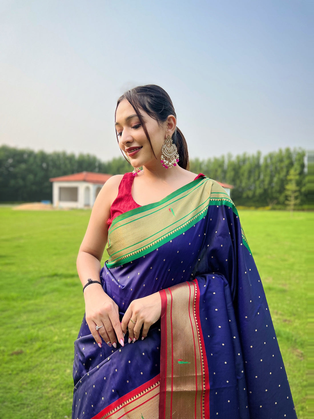 Navy Paithani Silk Saree