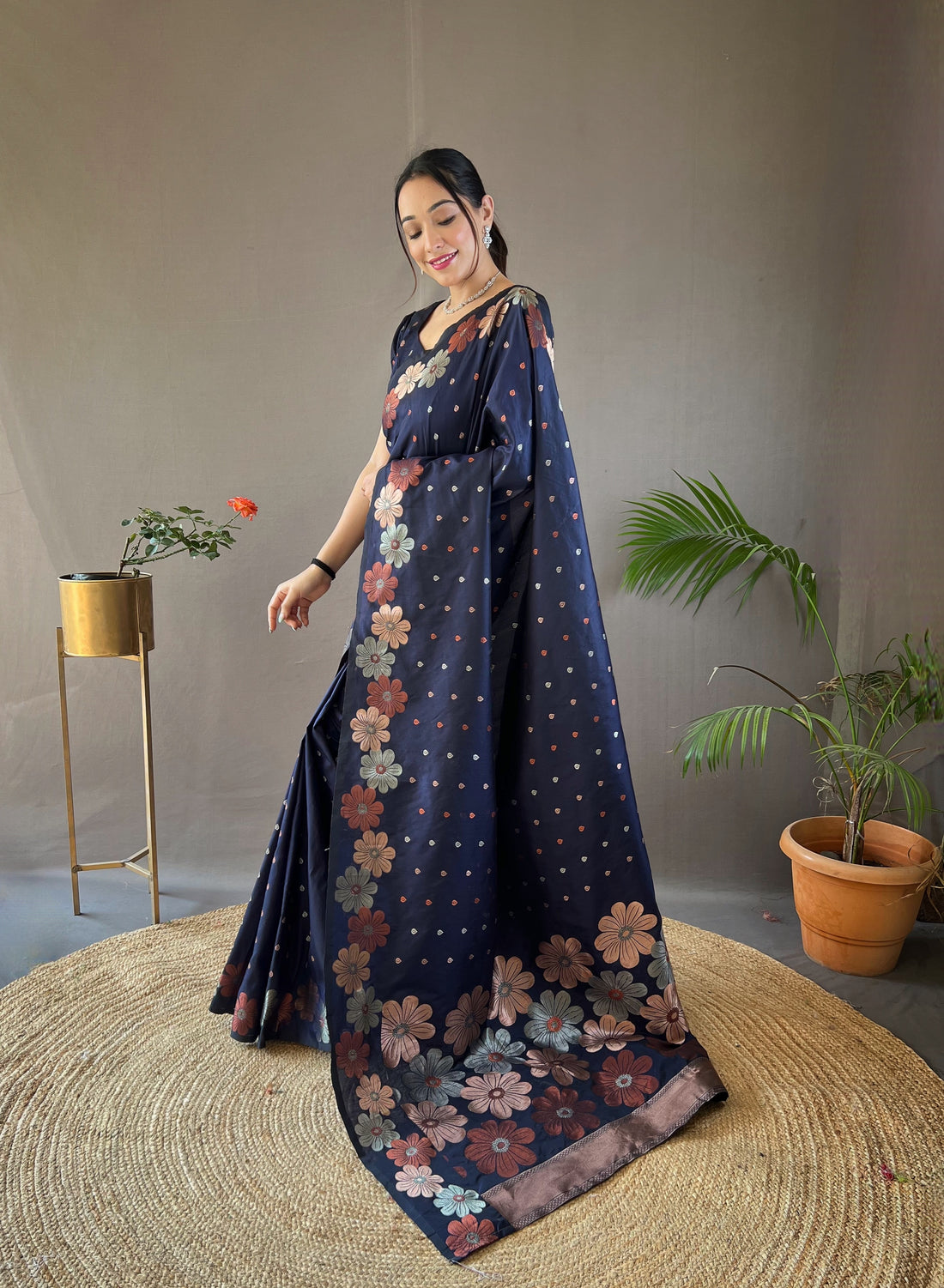 Navy Blue Soft Silk Saree