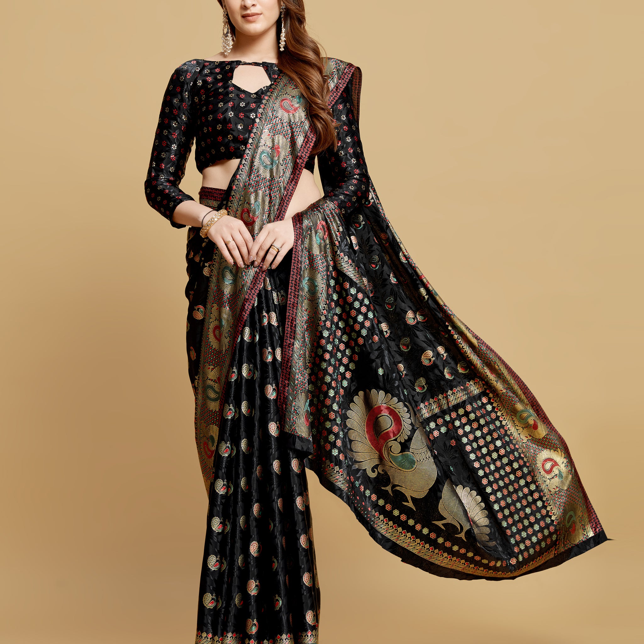 Black Jacquard Saree