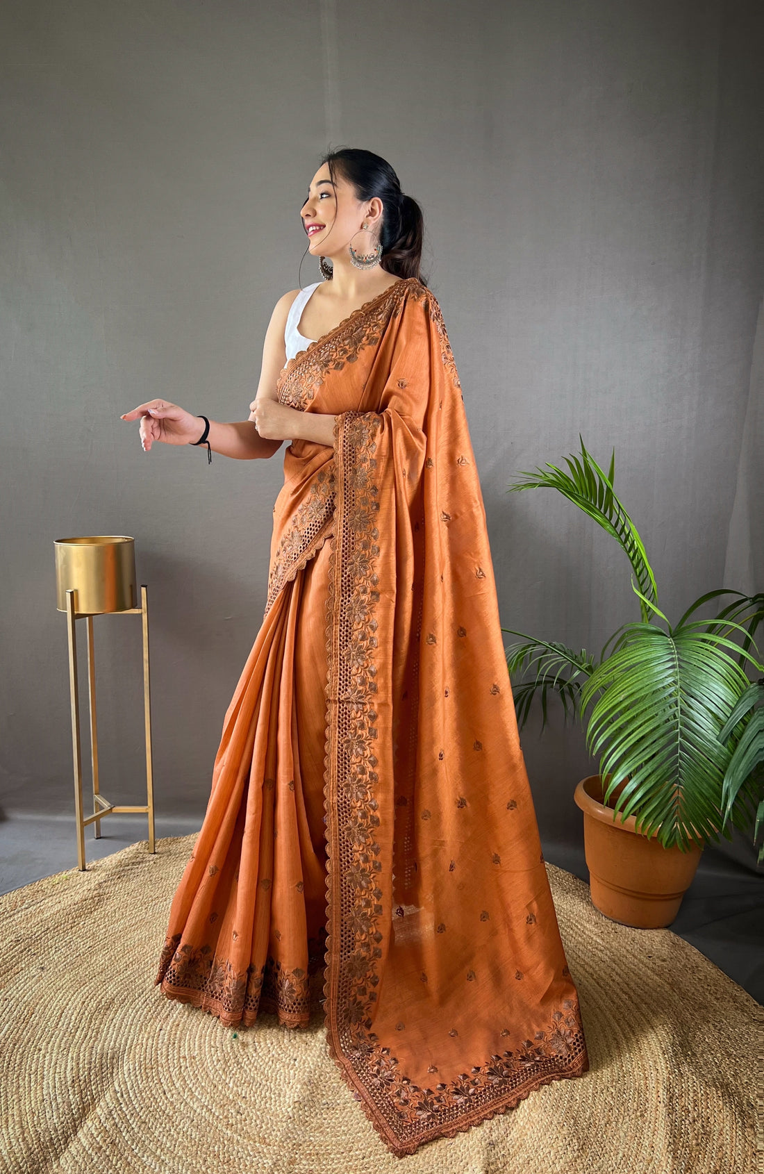 Orange Matka Soft Silk Saree