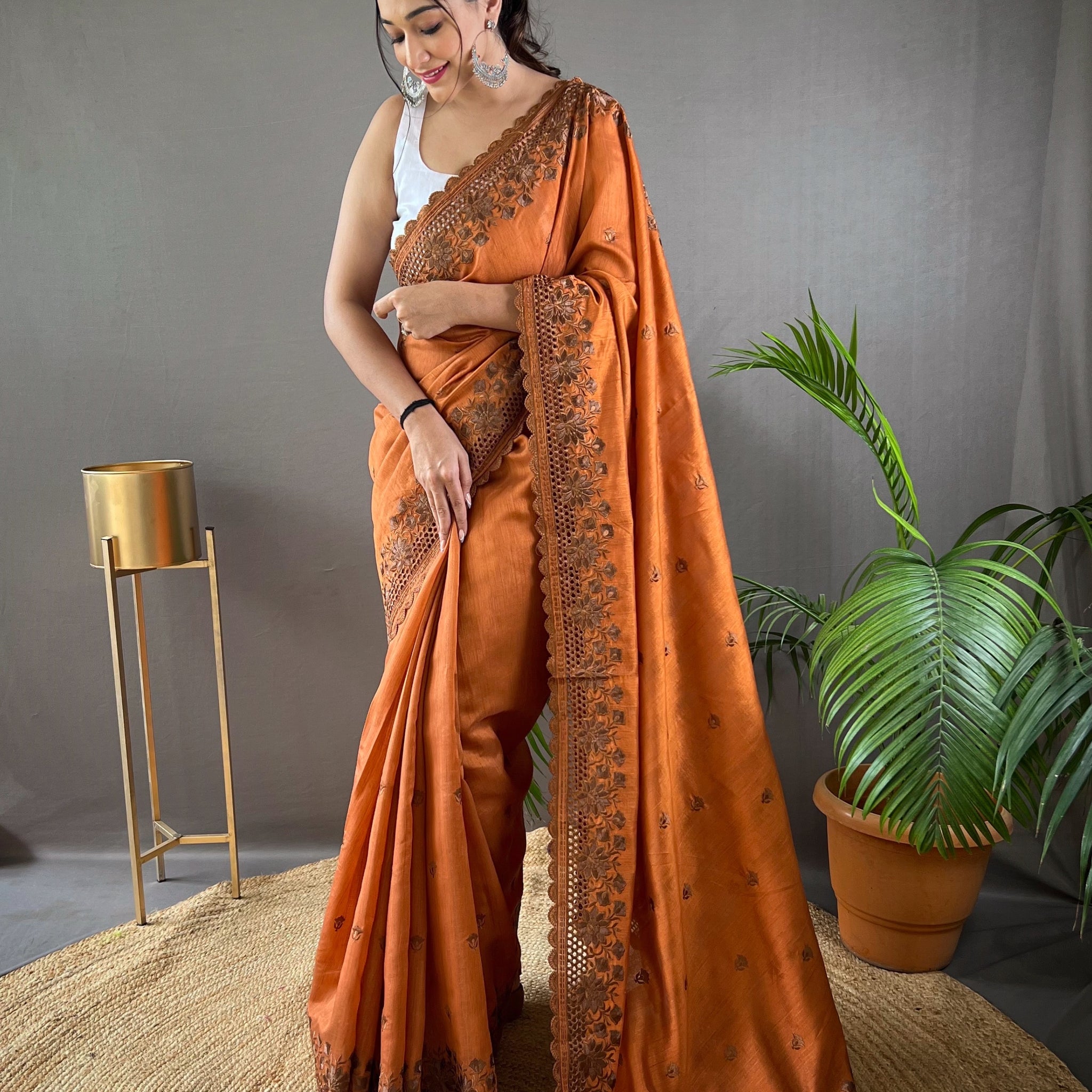 Orange Matka Soft Silk Saree