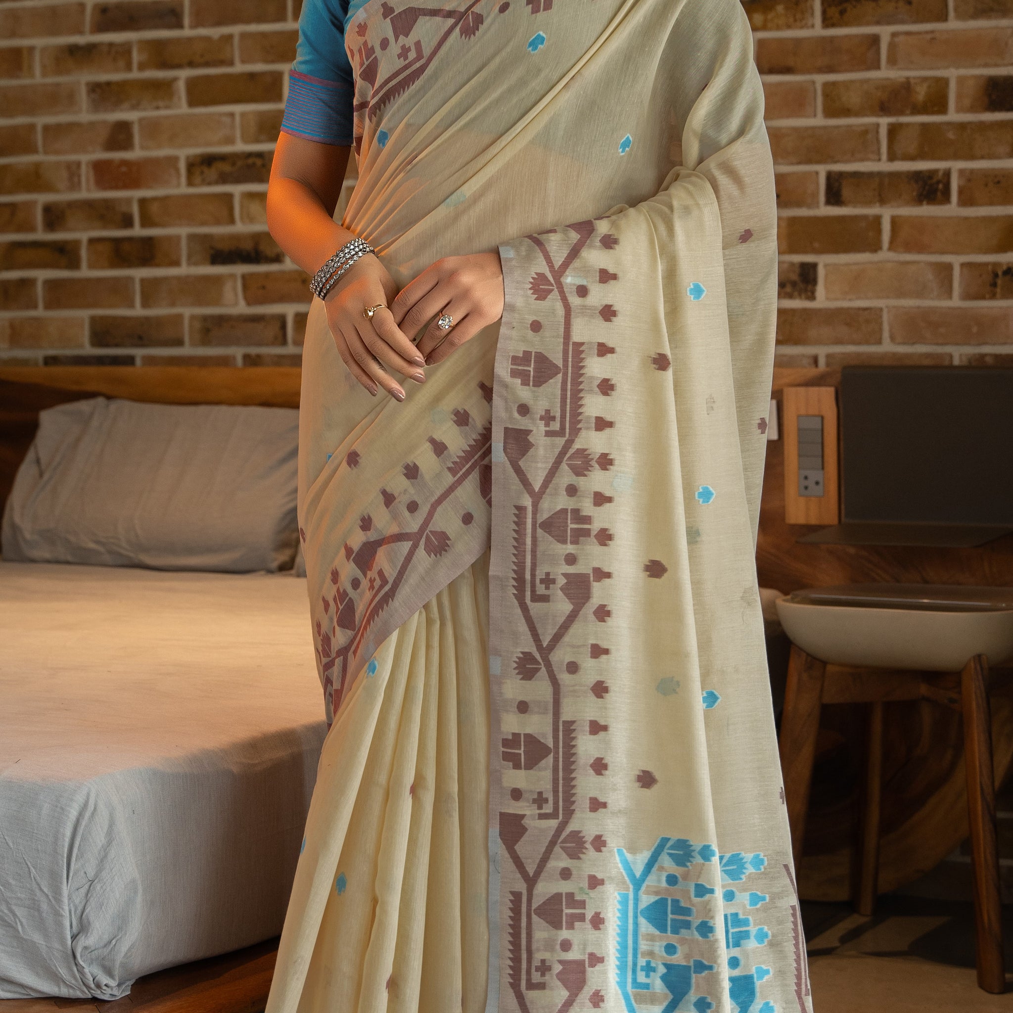 Ishika Fab Blue Soft Cotton Saree