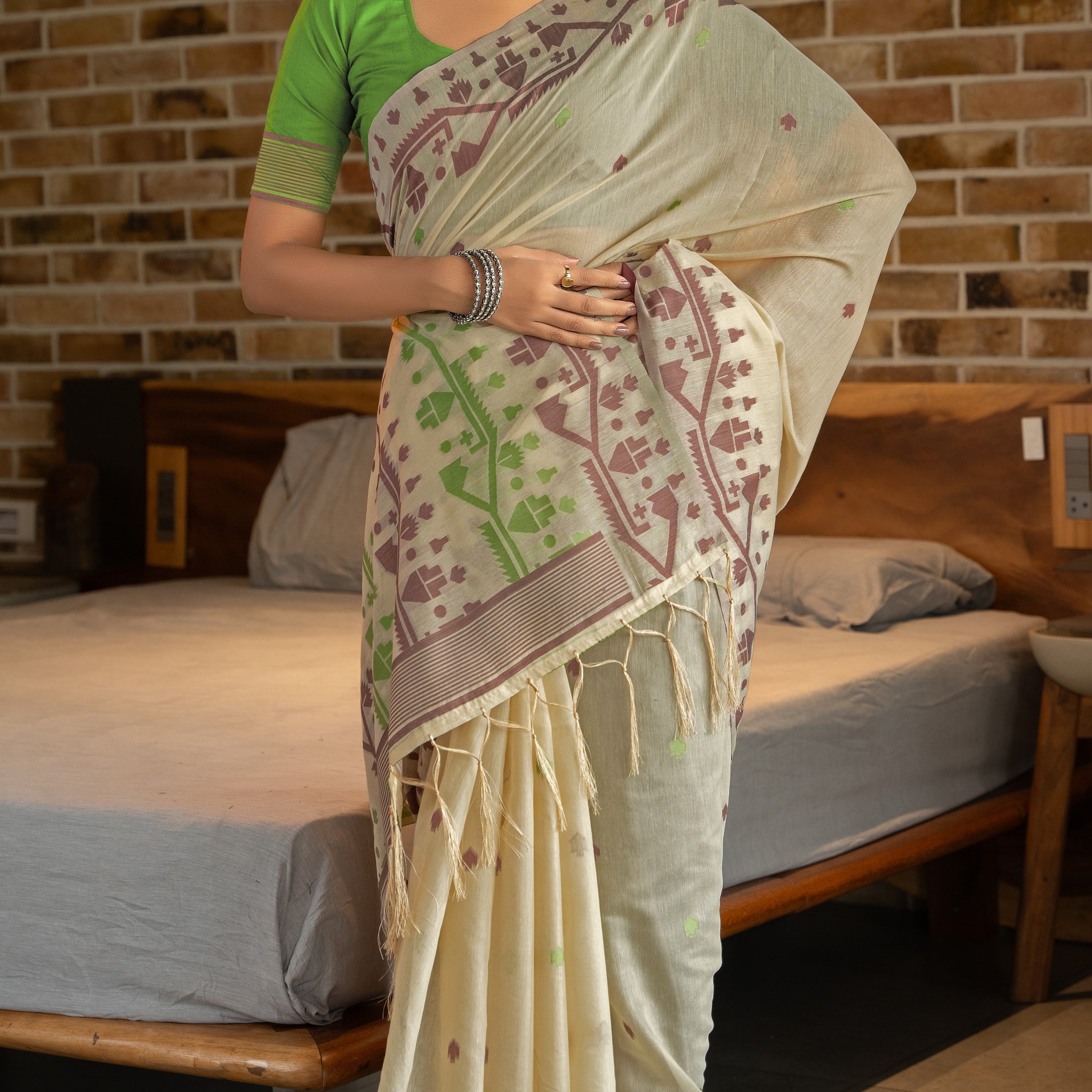 Green Soft Cotton Saree