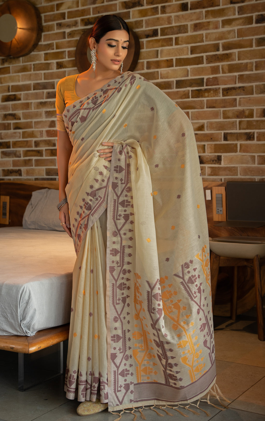 Ishika Fab Mustard Yellow Soft Cotton Saree