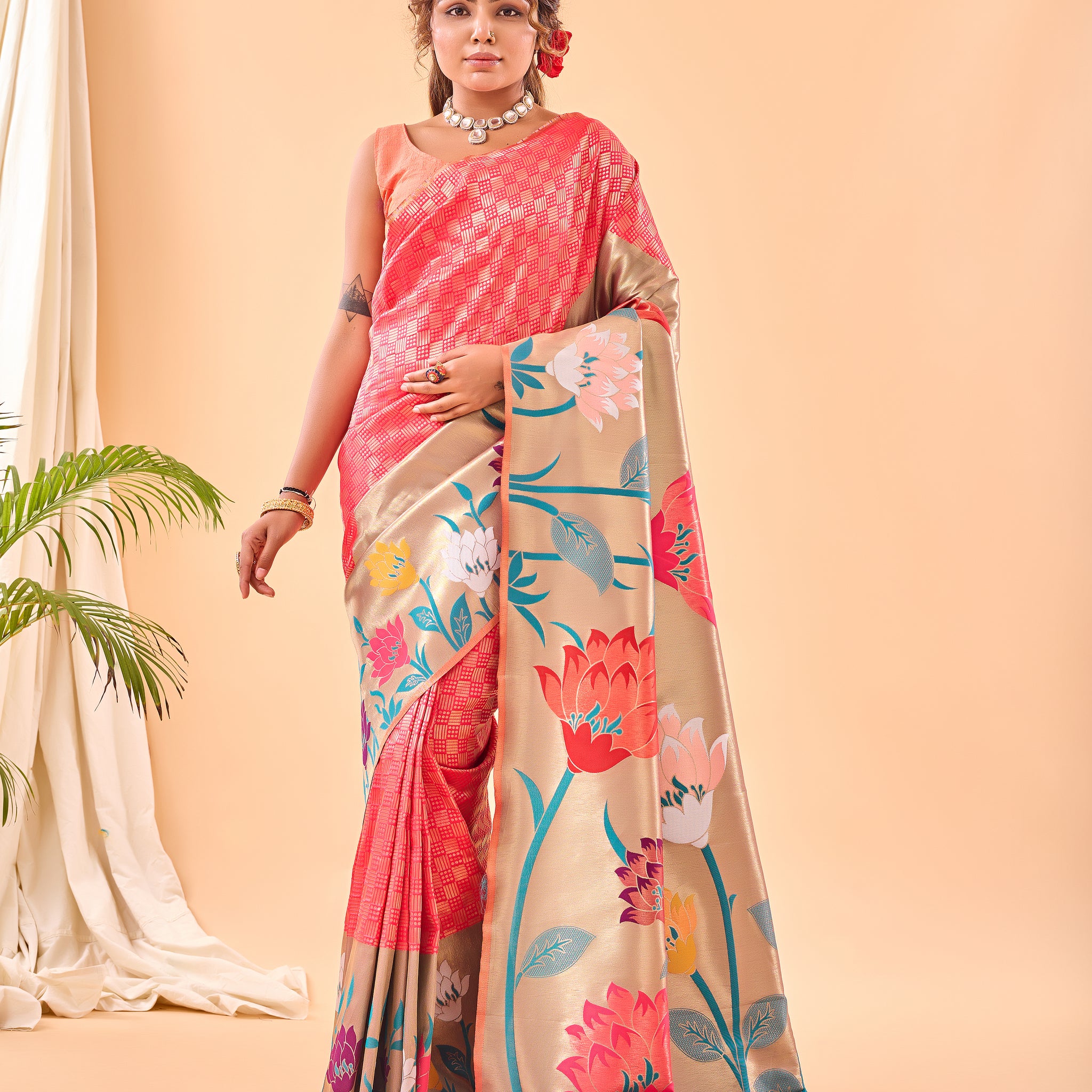 Pink Paithani Silk Saree