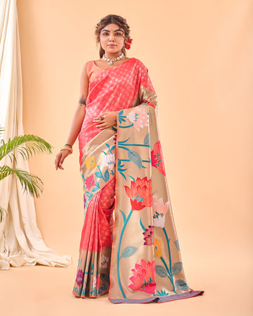 Pink Paithani Silk Saree