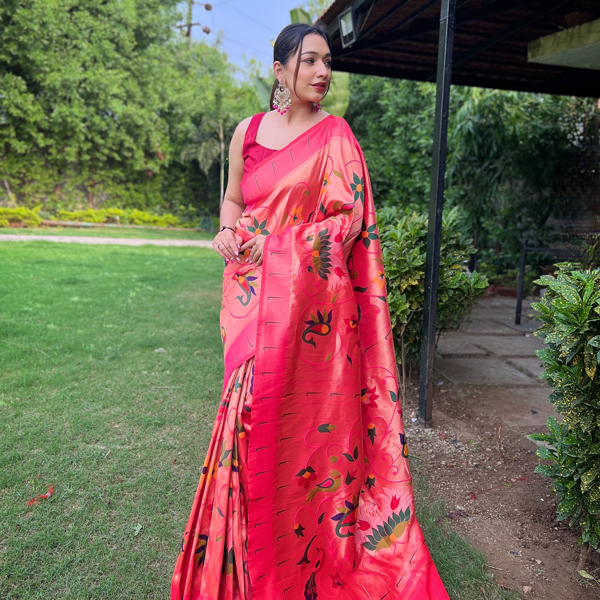 Pink Paithani Silk Saree