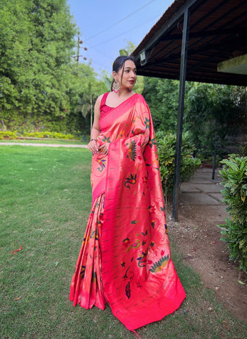 Pink Paithani Silk Saree