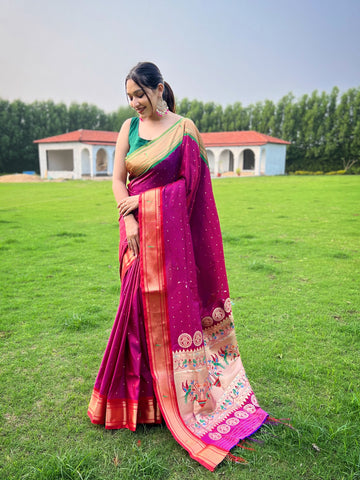 Pink Paithani Silk Saree