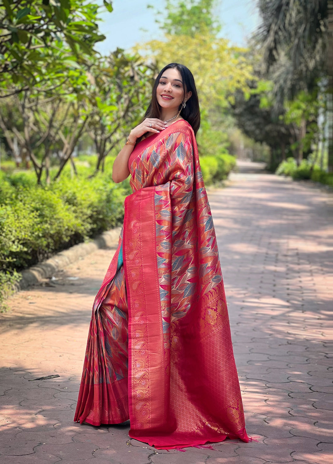 Pink Kanchi Pattu Silk Saree